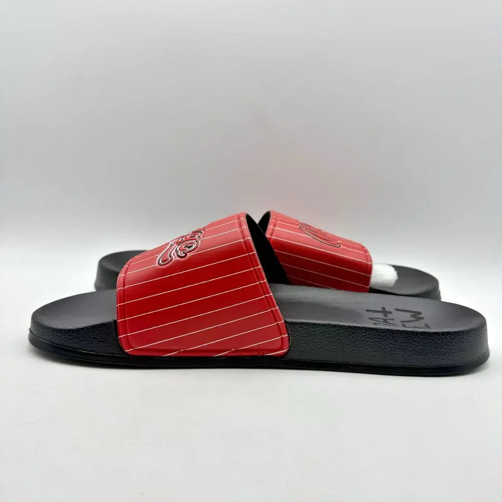 73 Studio Mens Chicago Sandals US 10 EU 43 Red Black Slides Rubber NWOB